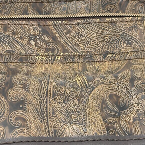 Relic Fossil Organizer Purse Brown Embossed Leather Shoulder Bag Paisley - Picture 13 of 16